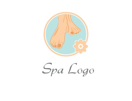 manicured feet and flower in circle spa logo