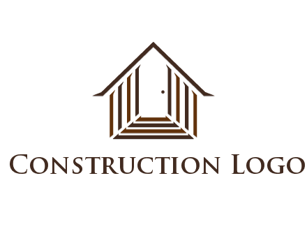 house construction logo with mandela effect on the stairs leading to a door
