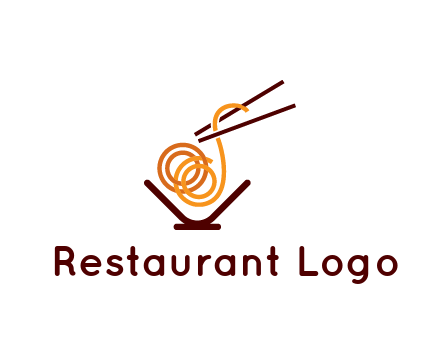 noodles with chopsticks in bowl restaurant logo