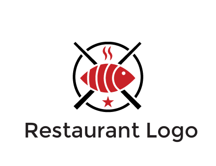 sushi on plate with chopsticks restaurant logo