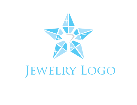 diamond at the center of gemstones forming a star logo