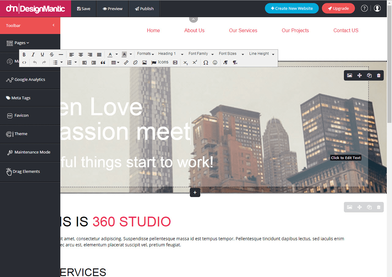 Tweak the style of your web template by adding images and texts.