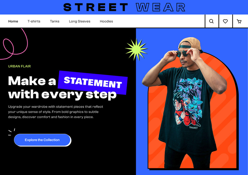 Bold typography in streetwear web design