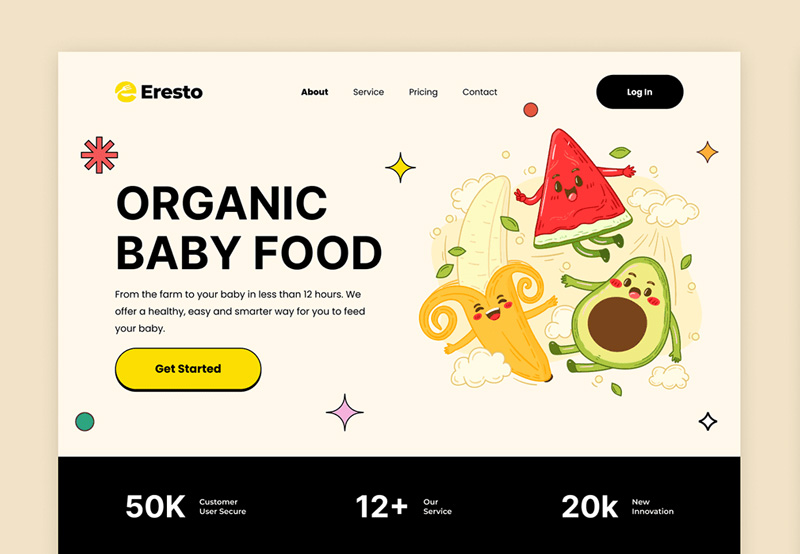 neo-brutalist organic food website