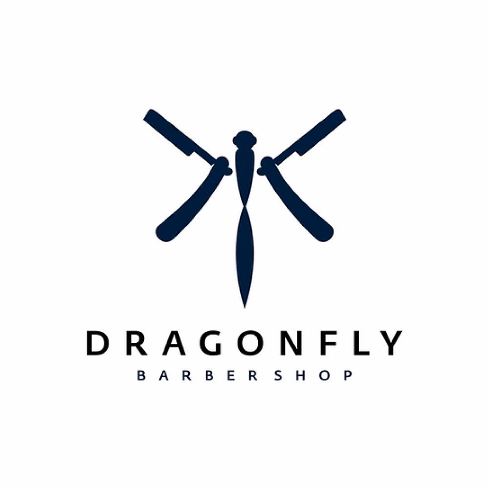 Razors creating a dragonfly logo