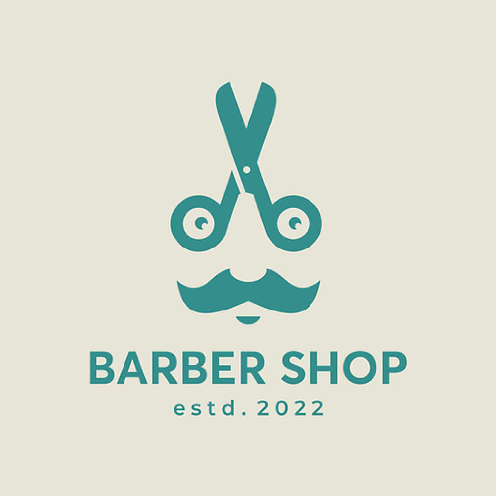 Scissors and mustache logo design