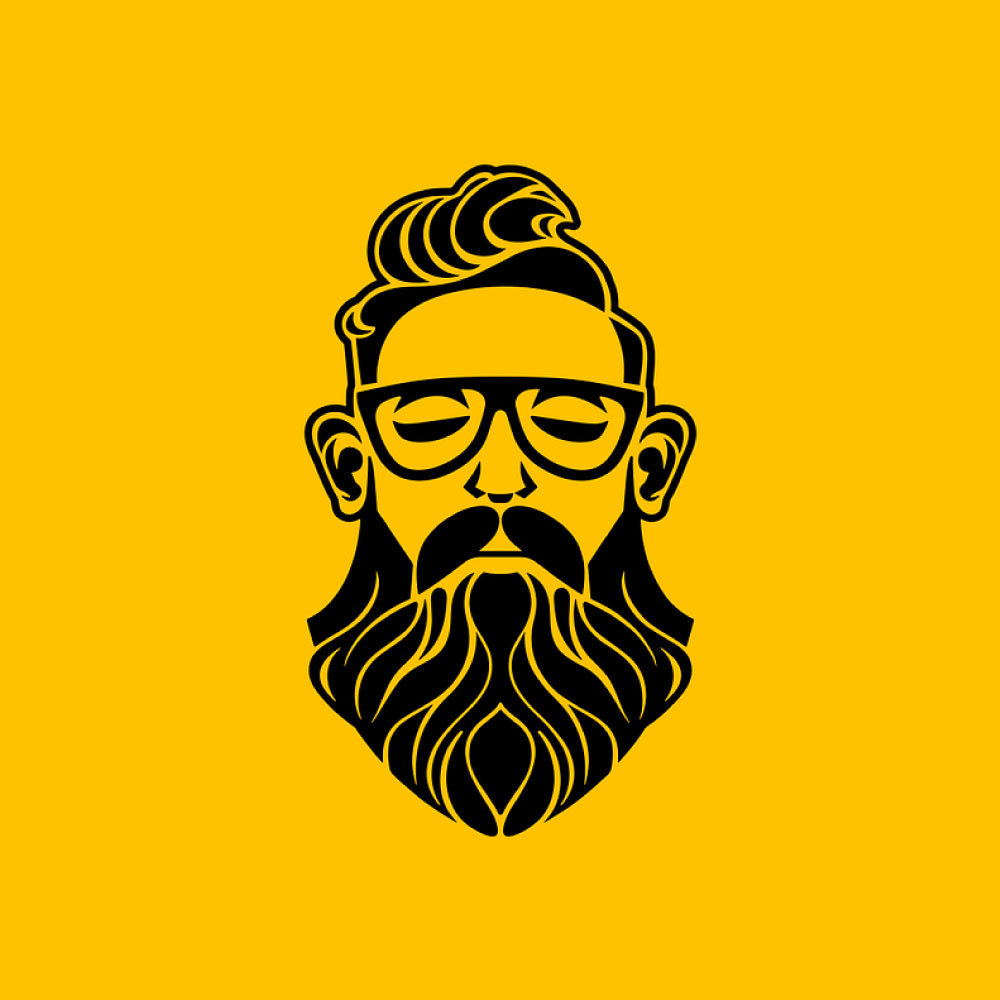 An abstract bearded man logo design