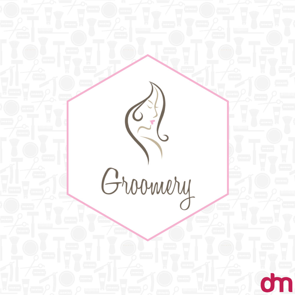 A feminine logo for hairdressers, hairstylists, and barbers