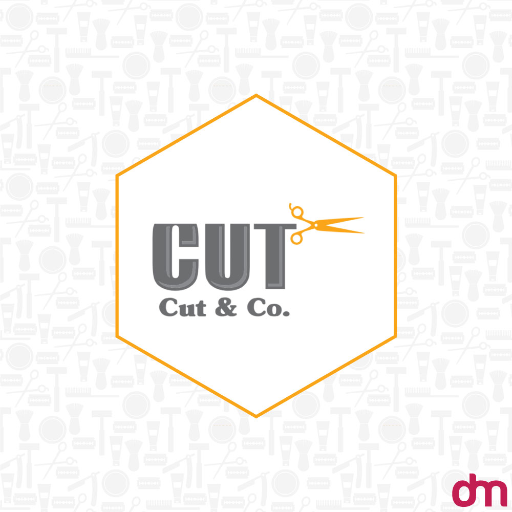 Cut wordmark logo featuring an orange pair of scissors