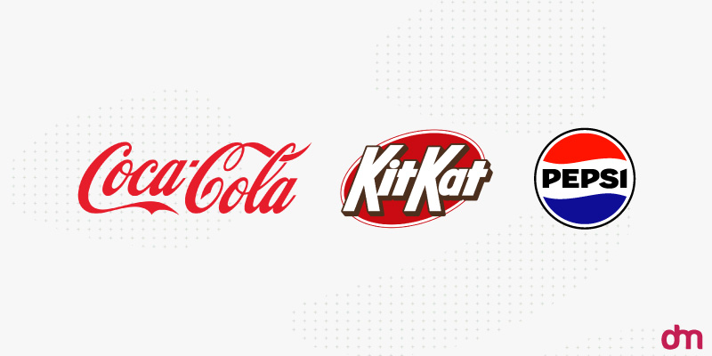 Coca Cola, KitKat and Pepsi Logos