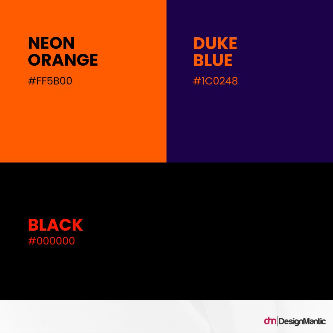 Neon Color Combination: Neon Orange, Blue, and Black