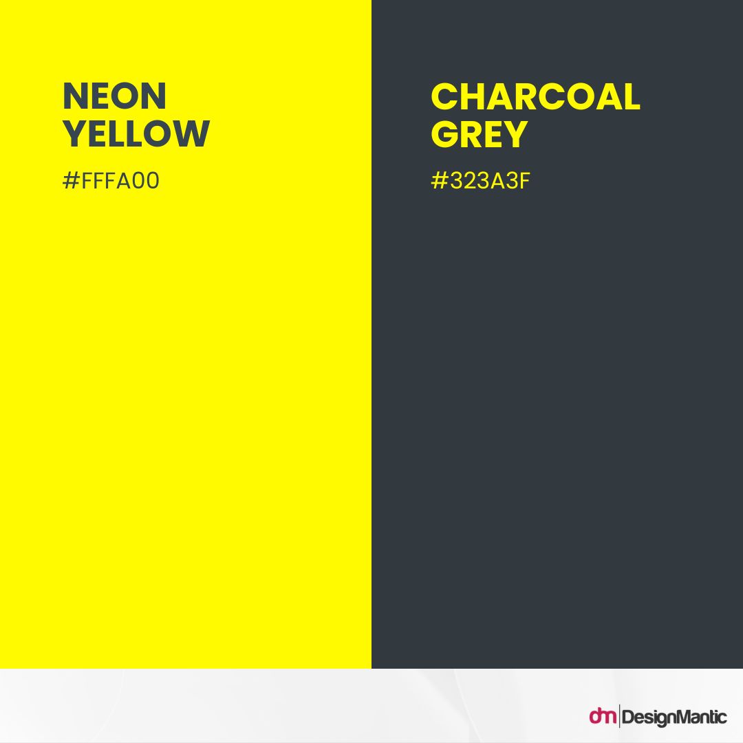 Neon Color Combination: Neon Yellow and Charcoal Grey