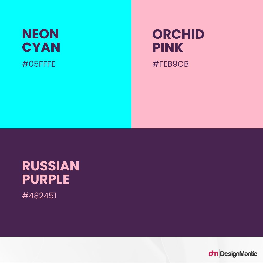 Neon Color Combination: Neon Cyan, Pink, and Purple