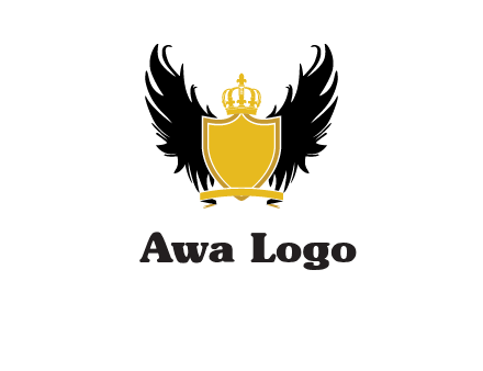shield with crown and wings logo