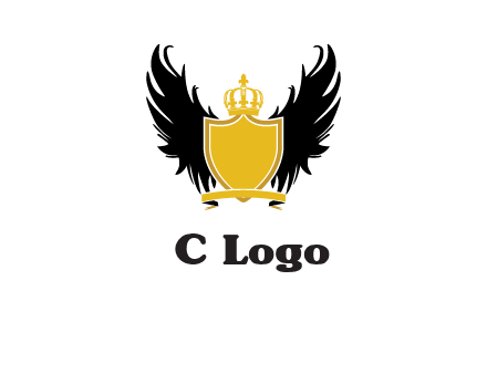 shield with crown and wings logo