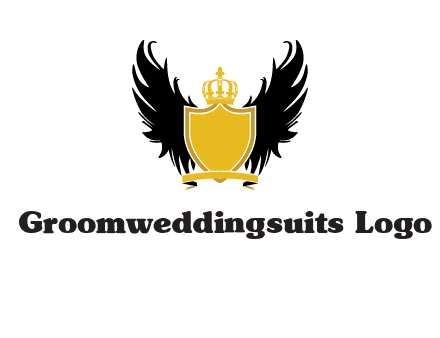 shield with crown and wings logo