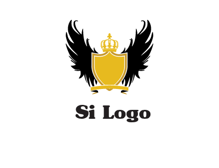 shield with crown and wings logo