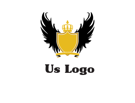 shield with crown and wings logo