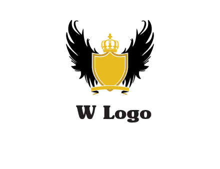 shield with crown and wings logo