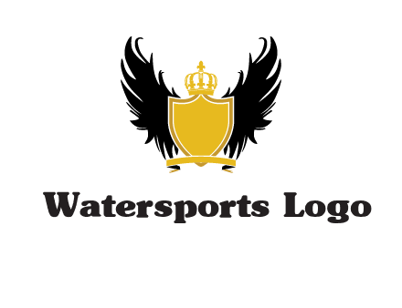 shield with crown and wings logo