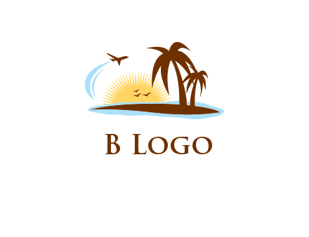 airplane sun trees travel logo