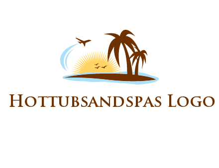 airplane sun trees travel logo