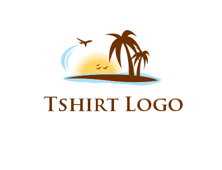 airplane sun trees travel logo