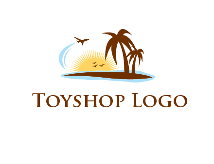 airplane sun trees travel logo