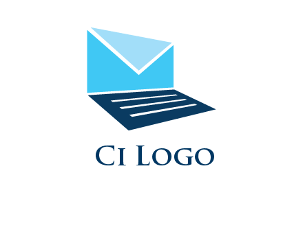 letter on laptop screen logo