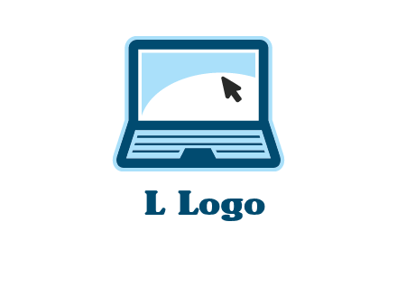 laptop with pointer computer logo