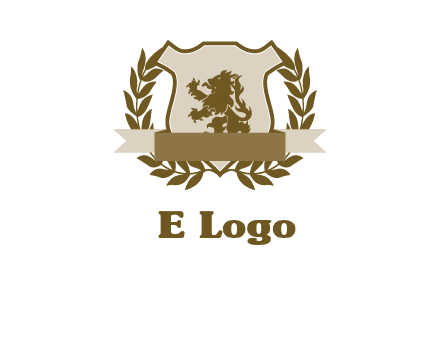 lion on shield logo with a wreath