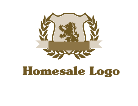 lion on shield logo with a wreath