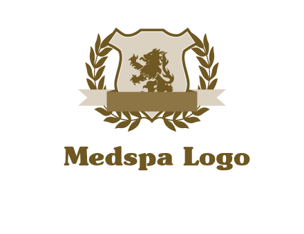 lion on shield logo with a wreath