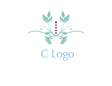 leaves and vines with puple gems logo