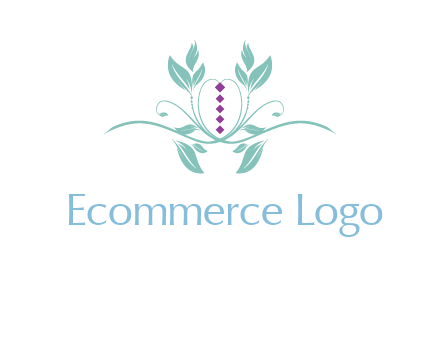 leaves and vines with puple gems logo