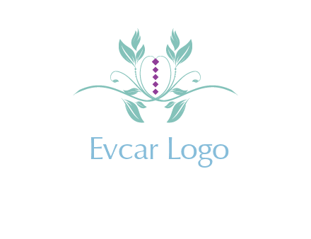 leaves and vines with puple gems logo