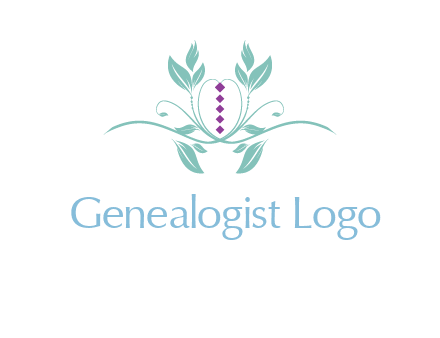 leaves and vines with puple gems logo