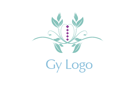 leaves and vines with puple gems logo