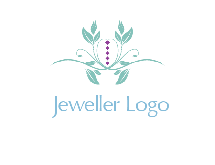 leaves and vines with puple gems logo