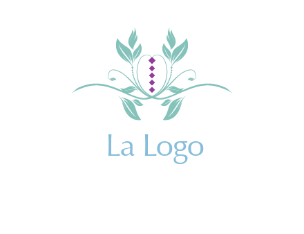 leaves and vines with puple gems logo