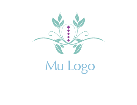 leaves and vines with puple gems logo