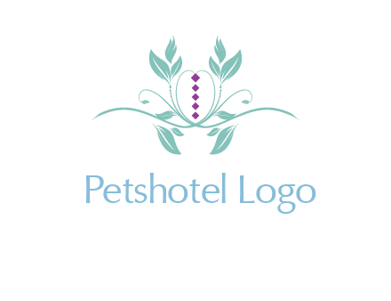 leaves and vines with puple gems logo