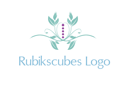 leaves and vines with puple gems logo