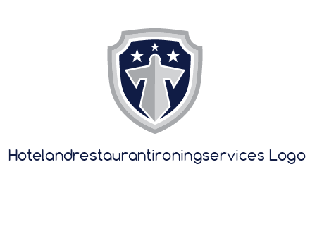 stars with sword in shield security logo