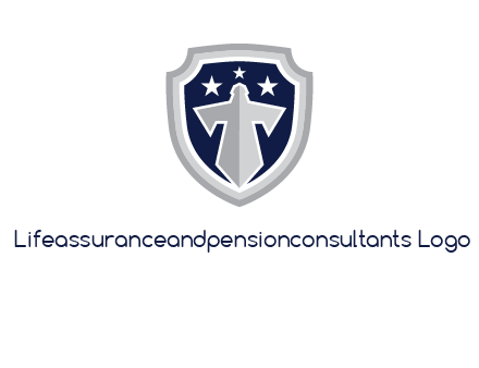 stars with sword in shield security logo