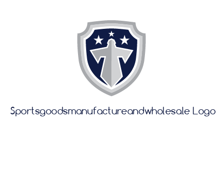 stars with sword in shield security logo