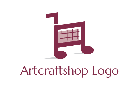 shopping cart logo with music note