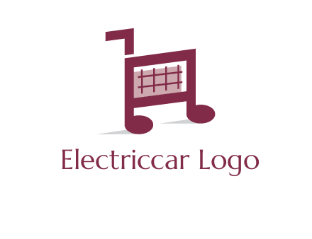 shopping cart logo with music note