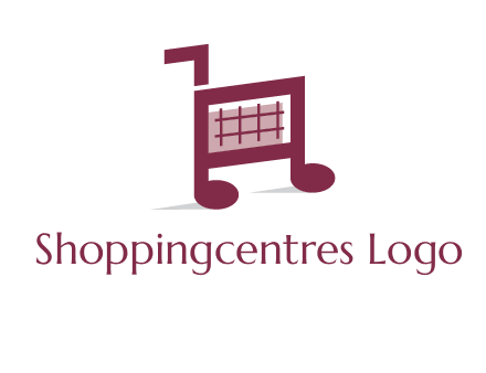 shopping cart logo with music note