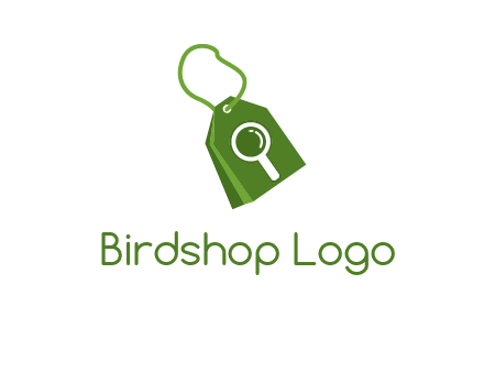 shopping tag logo with search icon